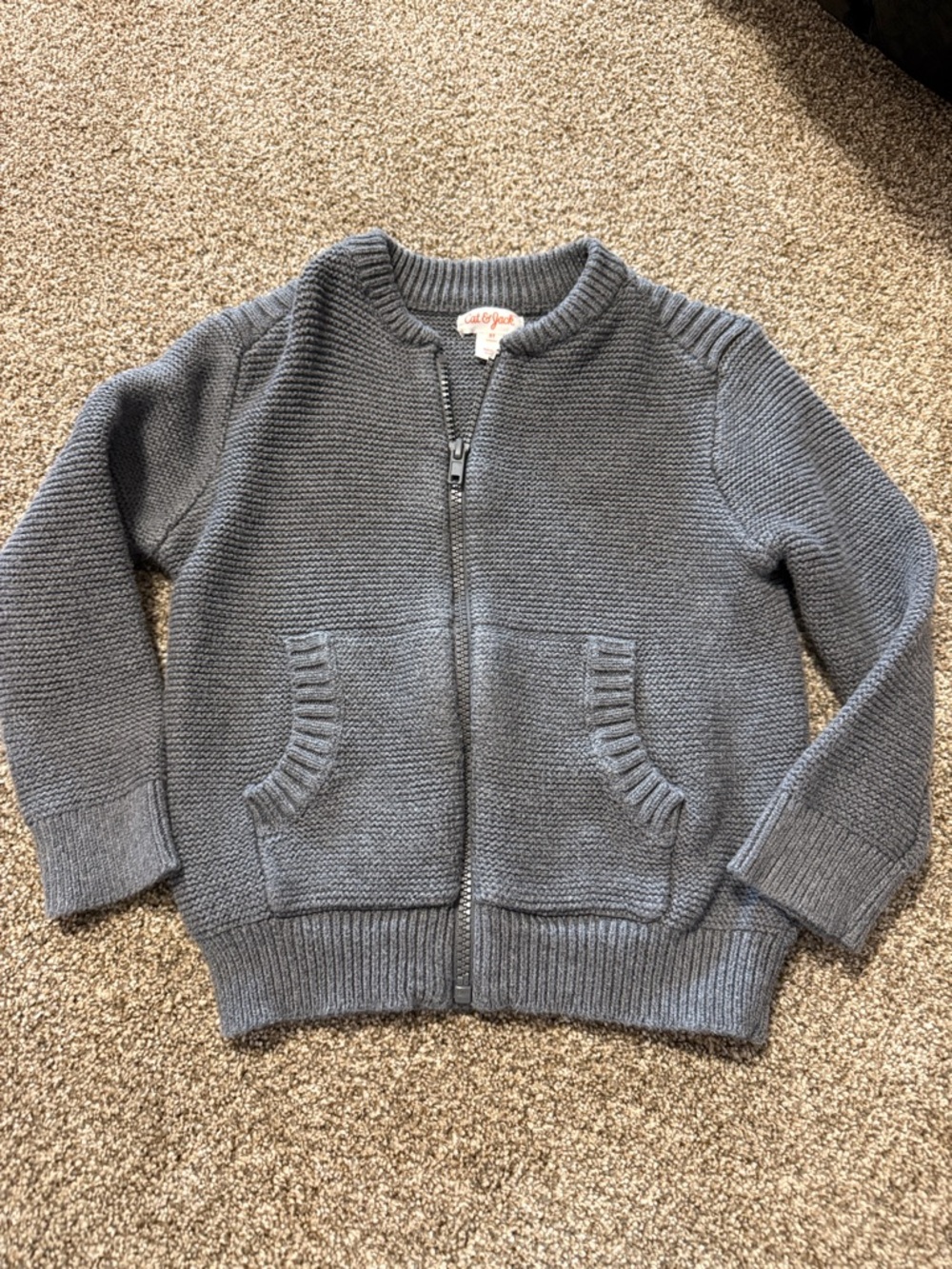 Children's Zip Front Knit Cardigan - Gray
